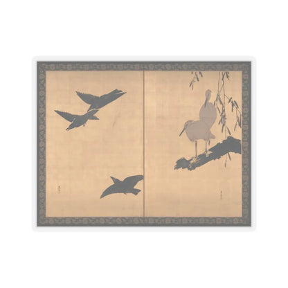 Shibata Zeshin - Egrets and Crows - late 19th century v1 - STICKER Vinyl Kiss-Cut Decal