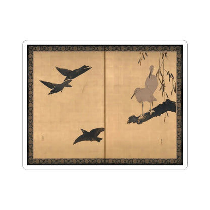 Shibata Zeshin - Egrets and Crows - late 19th century v1 - STICKER Vinyl Kiss-Cut Decal