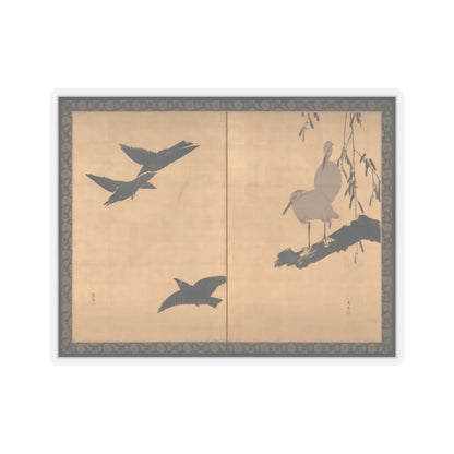 Shibata Zeshin - Egrets and Crows - late 19th century v1 - STICKER Vinyl Kiss-Cut Decal