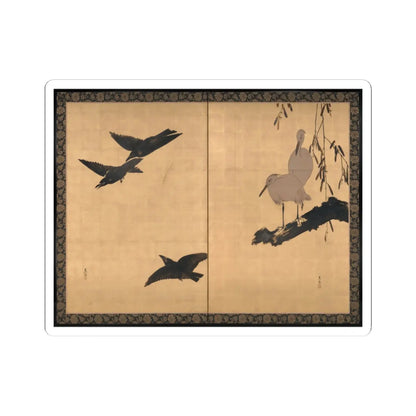 Shibata Zeshin - Egrets and Crows - late 19th century v1 - STICKER Vinyl Kiss-Cut Decal