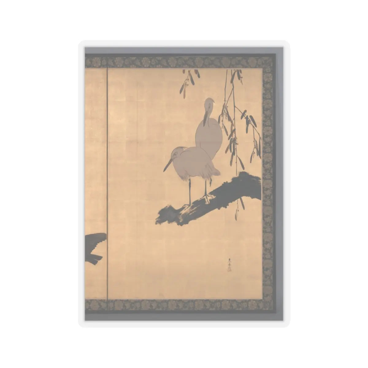 Shibata Zeshin - Egrets and Crows - late 19th century v2 - STICKER Vinyl Kiss-Cut Decal