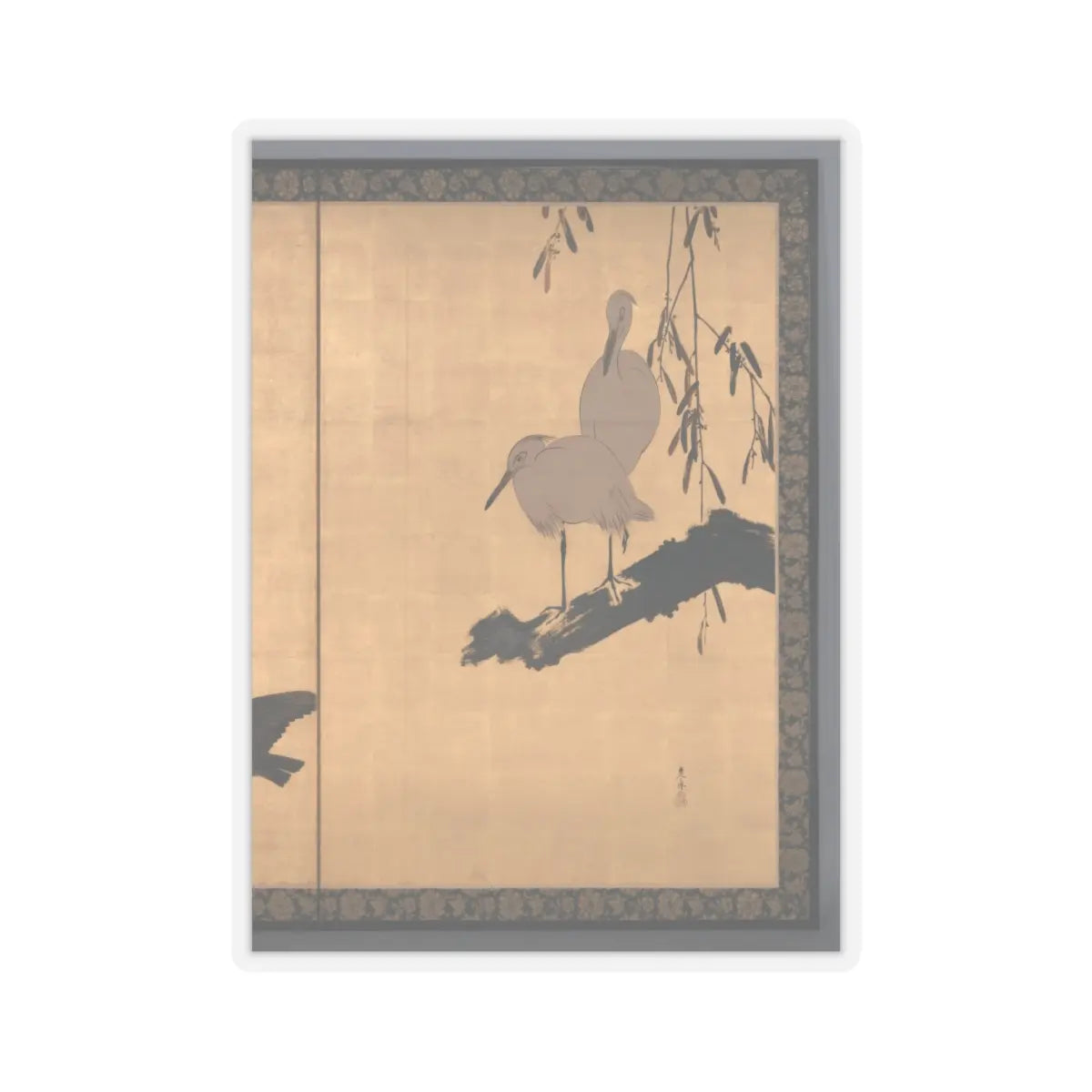 Shibata Zeshin - Egrets and Crows - late 19th century v2 - STICKER Vinyl Kiss-Cut Decal