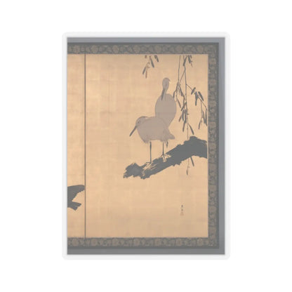 Shibata Zeshin - Egrets and Crows - late 19th century v2 - STICKER Vinyl Kiss-Cut Decal