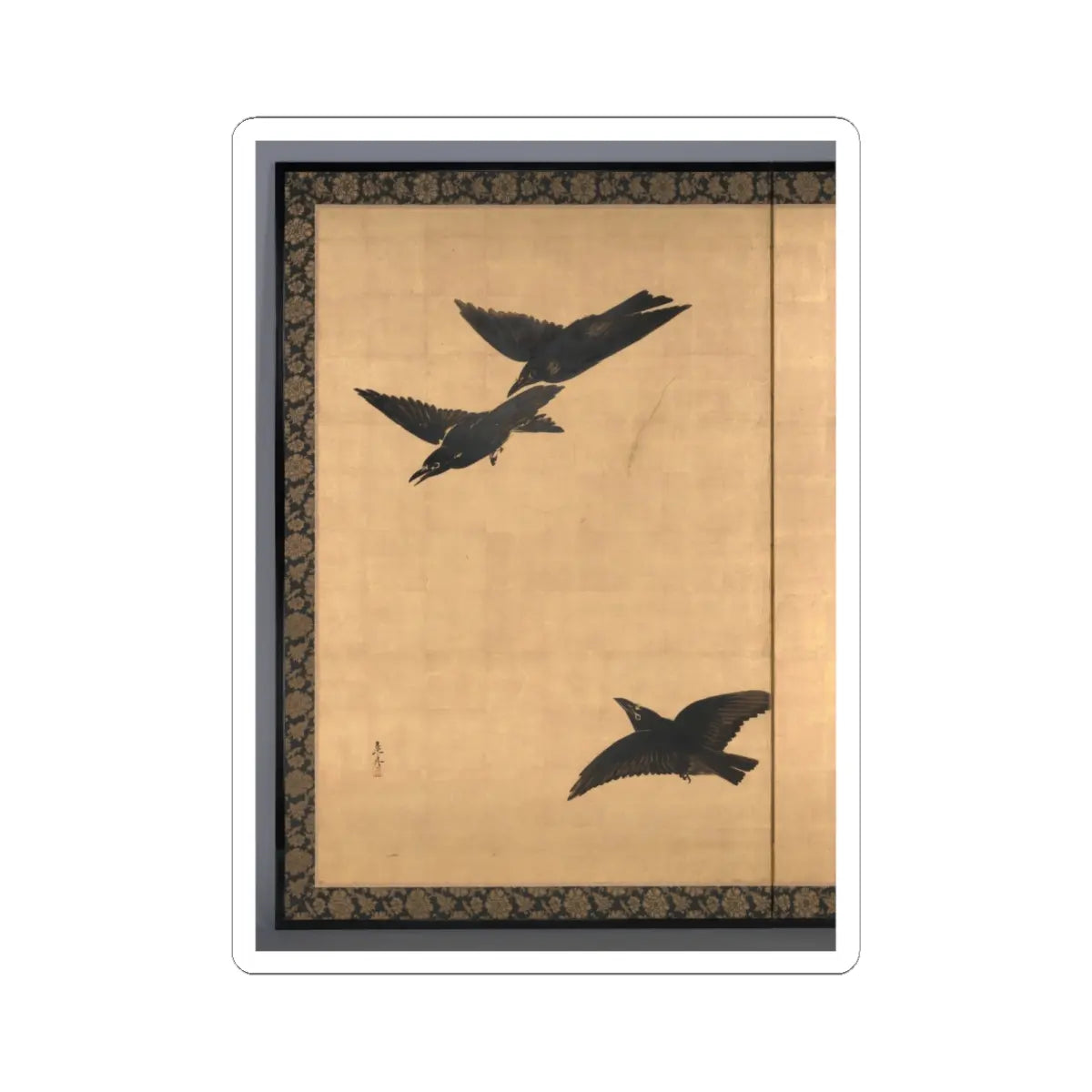Shibata Zeshin - Egrets and Crows - late 19th century v3 - STICKER Vinyl Kiss-Cut Decal