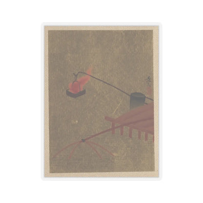 Shibata Zeshin - Fire Basket Suspended from Dock over a Fish Net in the Water - unknown - STICKER Vinyl Kiss-Cut Decal