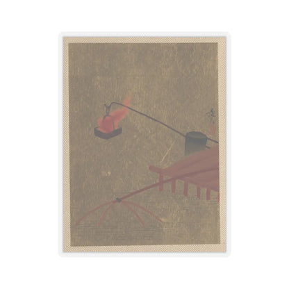 Shibata Zeshin - Fire Basket Suspended from Dock over a Fish Net in the Water - unknown - STICKER Vinyl Kiss-Cut Decal