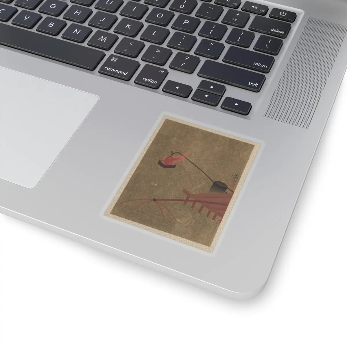 Shibata Zeshin - Fire Basket Suspended from Dock over a Fish Net in the Water - unknown - STICKER Vinyl Kiss-Cut Decal