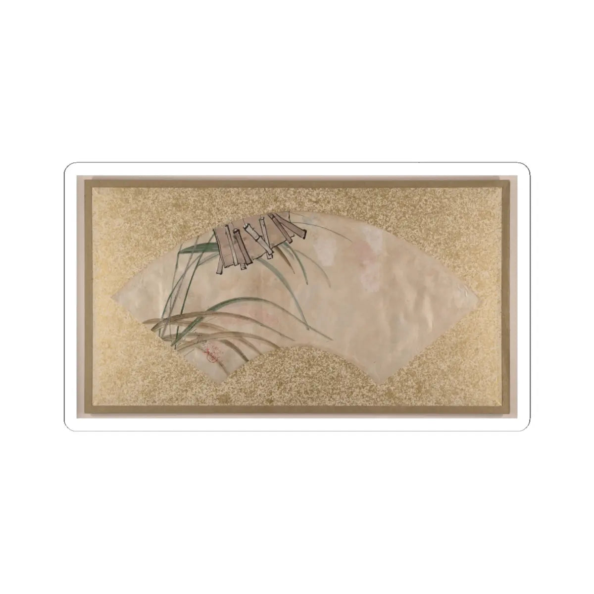 Shibata Zeshin - Flowers (pink and white) and Leaves, Clappers - late 19th century v1 - STICKER Vinyl Kiss-Cut Decal