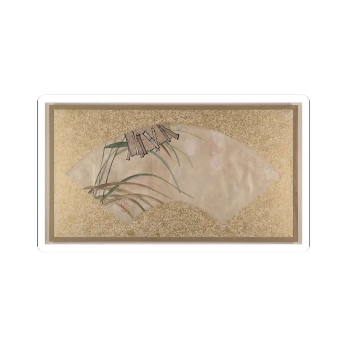Shibata Zeshin - Flowers (pink and white) and Leaves, Clappers - late 19th century v1 - STICKER Vinyl Kiss-Cut Decal