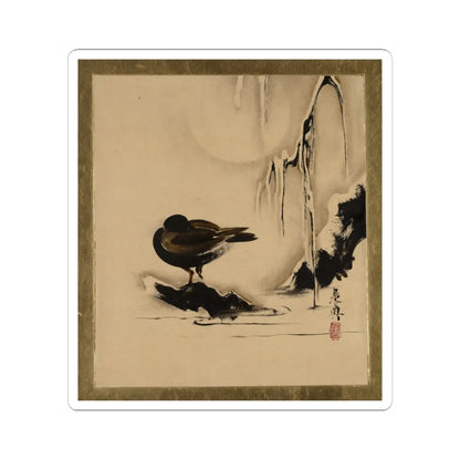 Shibata Zeshin - Lacquer Paintings of Various Subjects- Bird and Willow in Snow - 1882 - STICKER Vinyl Kiss-Cut Decal