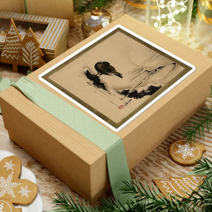 Shibata Zeshin - Lacquer Paintings of Various Subjects- Bird and Willow in Snow - 1882 - STICKER Vinyl Kiss-Cut Decal
