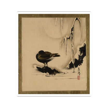 Shibata Zeshin - Lacquer Paintings of Various Subjects- Bird and Willow in Snow - 1882 - STICKER Vinyl Kiss-Cut Decal