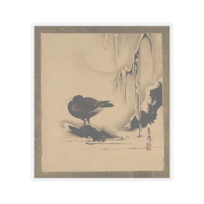 Shibata Zeshin - Lacquer Paintings of Various Subjects- Bird and Willow in Snow - 1882 - STICKER Vinyl Kiss-Cut Decal