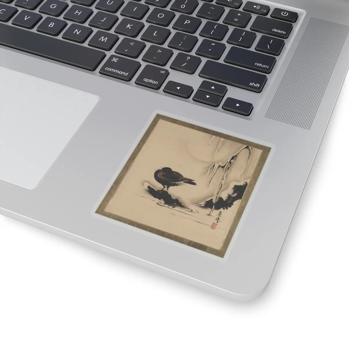 Shibata Zeshin - Lacquer Paintings of Various Subjects- Bird and Willow in Snow - 1882 - STICKER Vinyl Kiss-Cut Decal