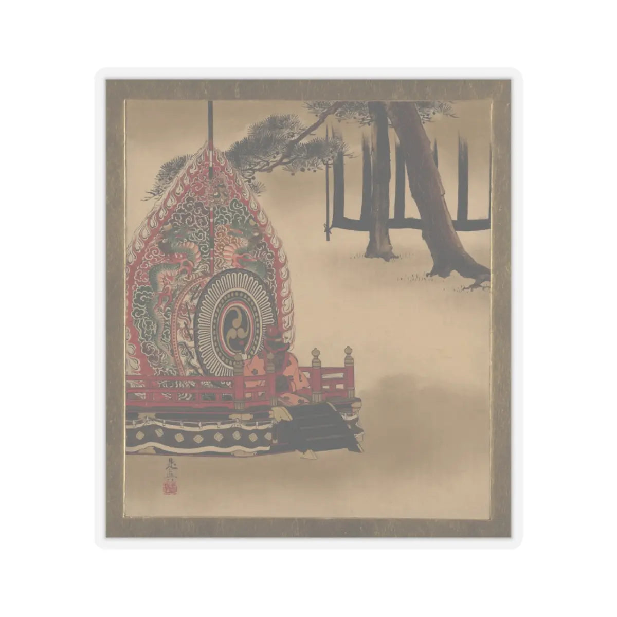 Shibata Zeshin - Lacquer Paintings of Various Subjects- Drum for Gagaku Dance - 1882 - STICKER Vinyl Kiss-Cut Decal