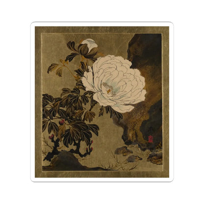Shibata Zeshin - Lacquer Paintings of Various Subjects- Peonies - 1882 - STICKER Vinyl Kiss-Cut Decal