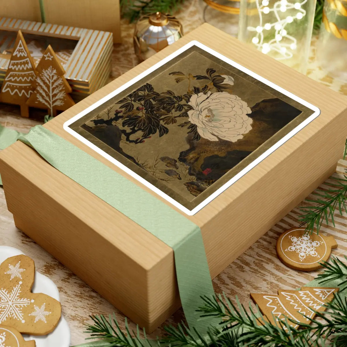 Shibata Zeshin - Lacquer Paintings of Various Subjects- Peonies - 1882 - STICKER Vinyl Kiss-Cut Decal