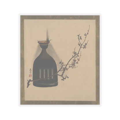 Shibata Zeshin - Lacquer Paintings of Various Subjects- Plum Branch with Oil Lamp - 1882 - STICKER Vinyl Kiss-Cut Decal