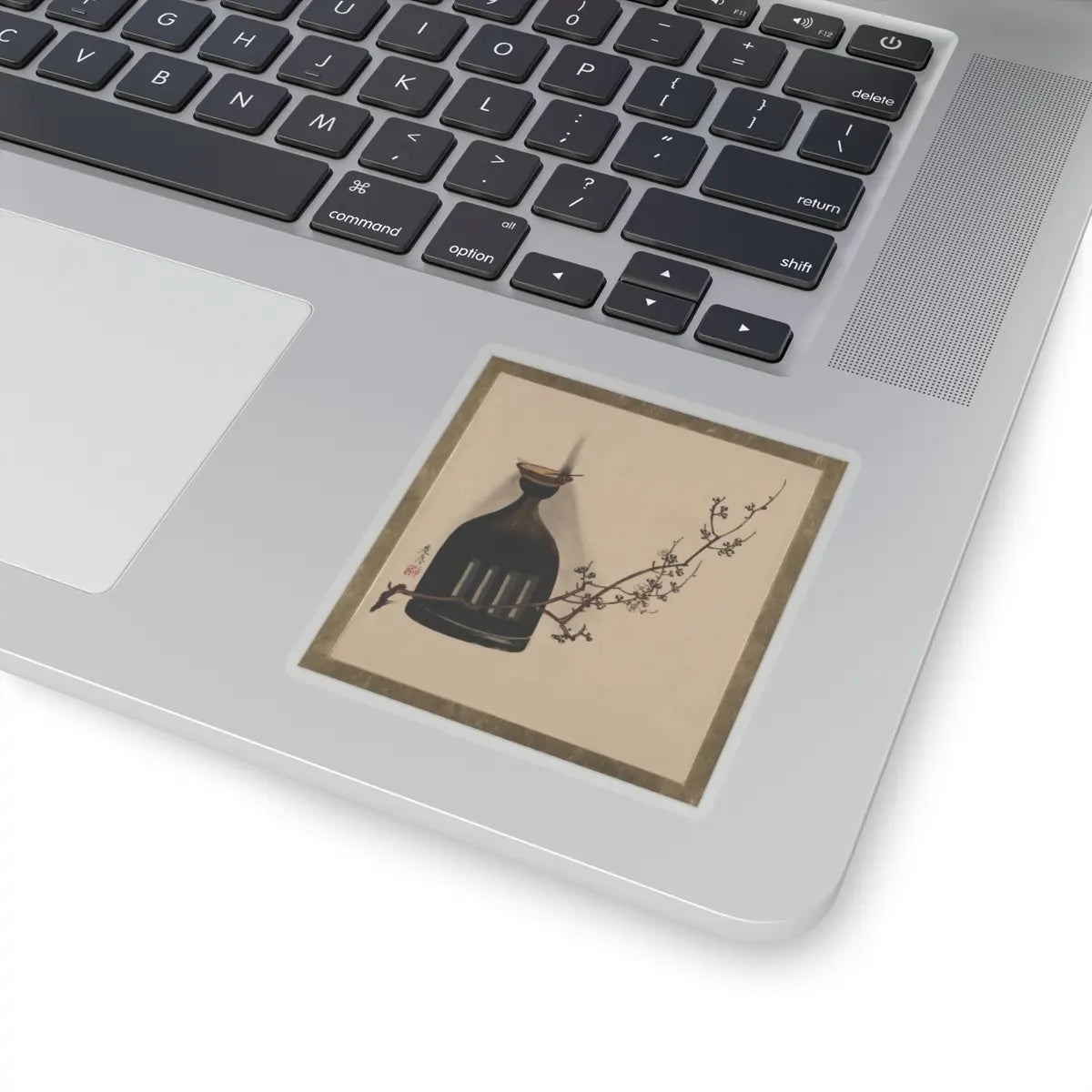 Shibata Zeshin - Lacquer Paintings of Various Subjects- Plum Branch with Oil Lamp - 1882 - STICKER Vinyl Kiss-Cut Decal