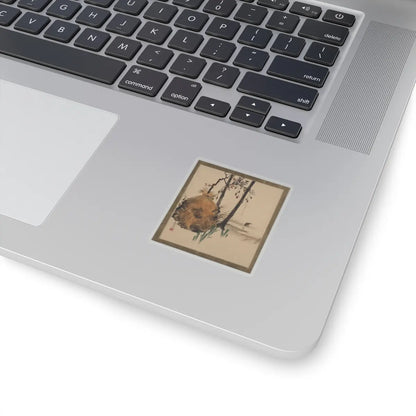 Shibata Zeshin - Lacquer Paintings of Various Subjects- Snow Shelter for a Tree with Sparrow - 1882 - STICKER Vinyl Kiss-Cut Decal
