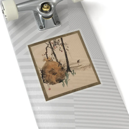 Shibata Zeshin - Lacquer Paintings of Various Subjects- Snow Shelter for a Tree with Sparrow - 1882 - STICKER Vinyl Kiss-Cut Decal