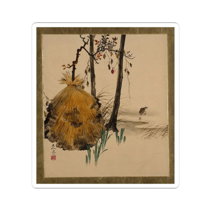 Shibata Zeshin - Lacquer Paintings of Various Subjects- Snow Shelter for a Tree with Sparrow - 1882 - STICKER Vinyl Kiss-Cut Decal