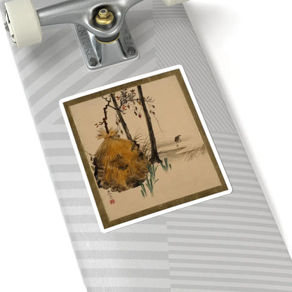 Shibata Zeshin - Lacquer Paintings of Various Subjects- Snow Shelter for a Tree with Sparrow - 1882 - STICKER Vinyl Kiss-Cut Decal