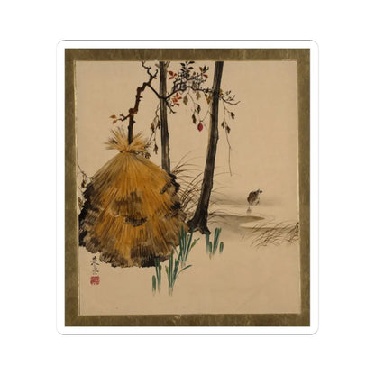 Shibata Zeshin - Lacquer Paintings of Various Subjects- Snow Shelter for a Tree with Sparrow - 1882 - STICKER Vinyl Kiss-Cut Decal