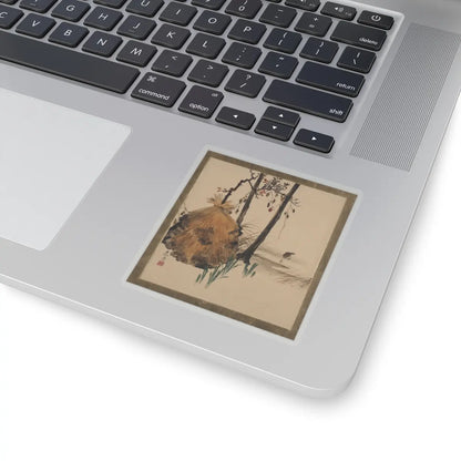 Shibata Zeshin - Lacquer Paintings of Various Subjects- Snow Shelter for a Tree with Sparrow - 1882 - STICKER Vinyl Kiss-Cut Decal