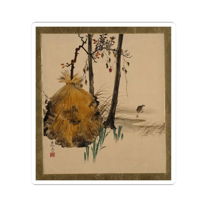 Shibata Zeshin - Lacquer Paintings of Various Subjects- Snow Shelter for a Tree with Sparrow - 1882 - STICKER Vinyl Kiss-Cut Decal