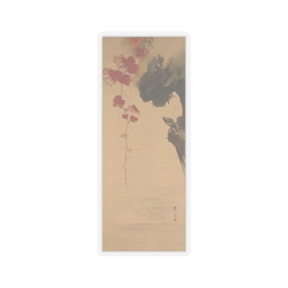 Shibata Zeshin - Leaves and Bird - 19th century v1 - STICKER Vinyl Kiss-Cut Decal