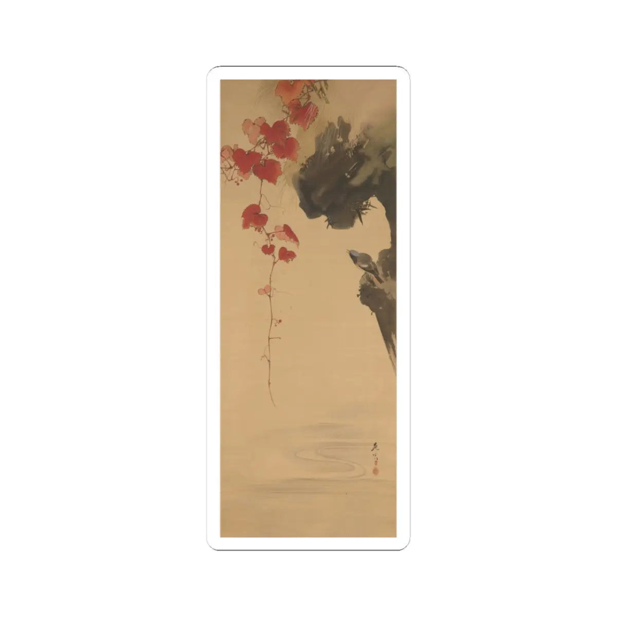 Shibata Zeshin - Leaves and Bird - 19th century v1 - STICKER Vinyl Kiss-Cut Decal
