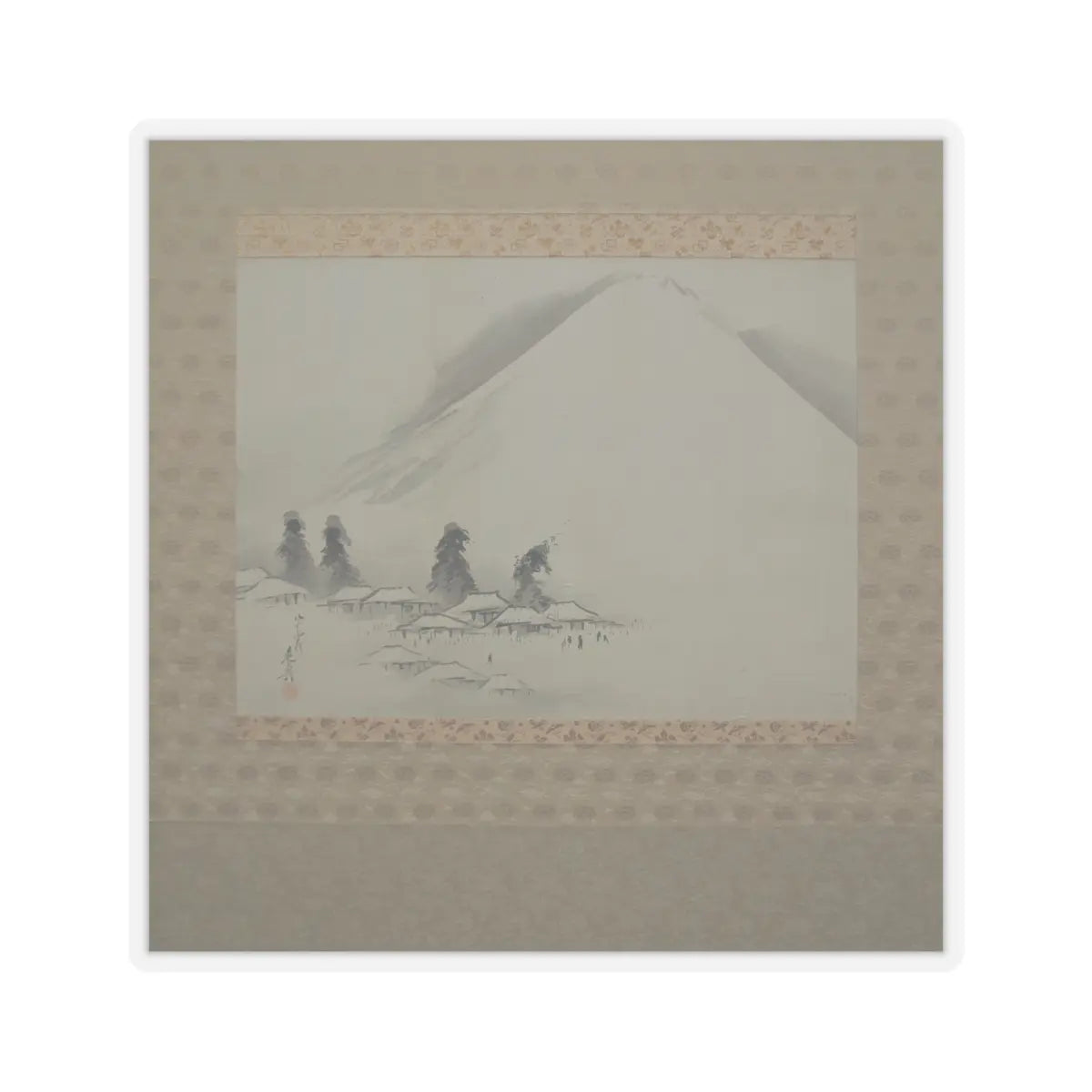 Shibata Zeshin - Mt. Fuji in Winter - dated 1890 - STICKER Vinyl Kiss-Cut Decal