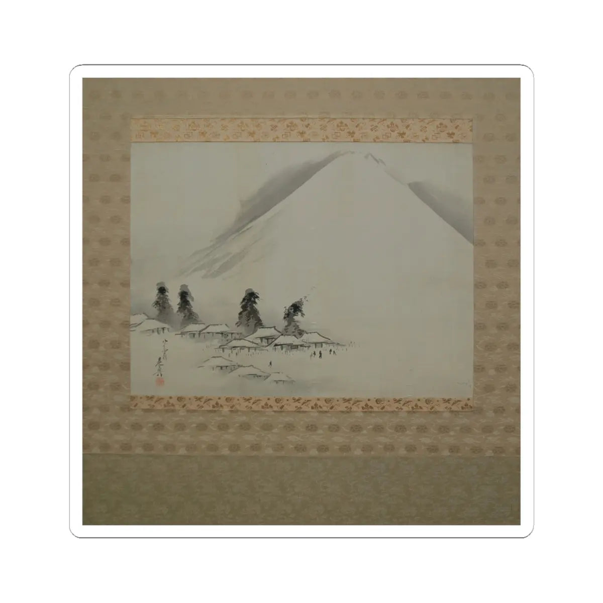 Shibata Zeshin - Mt. Fuji in Winter - dated 1890 - STICKER Vinyl Kiss-Cut Decal