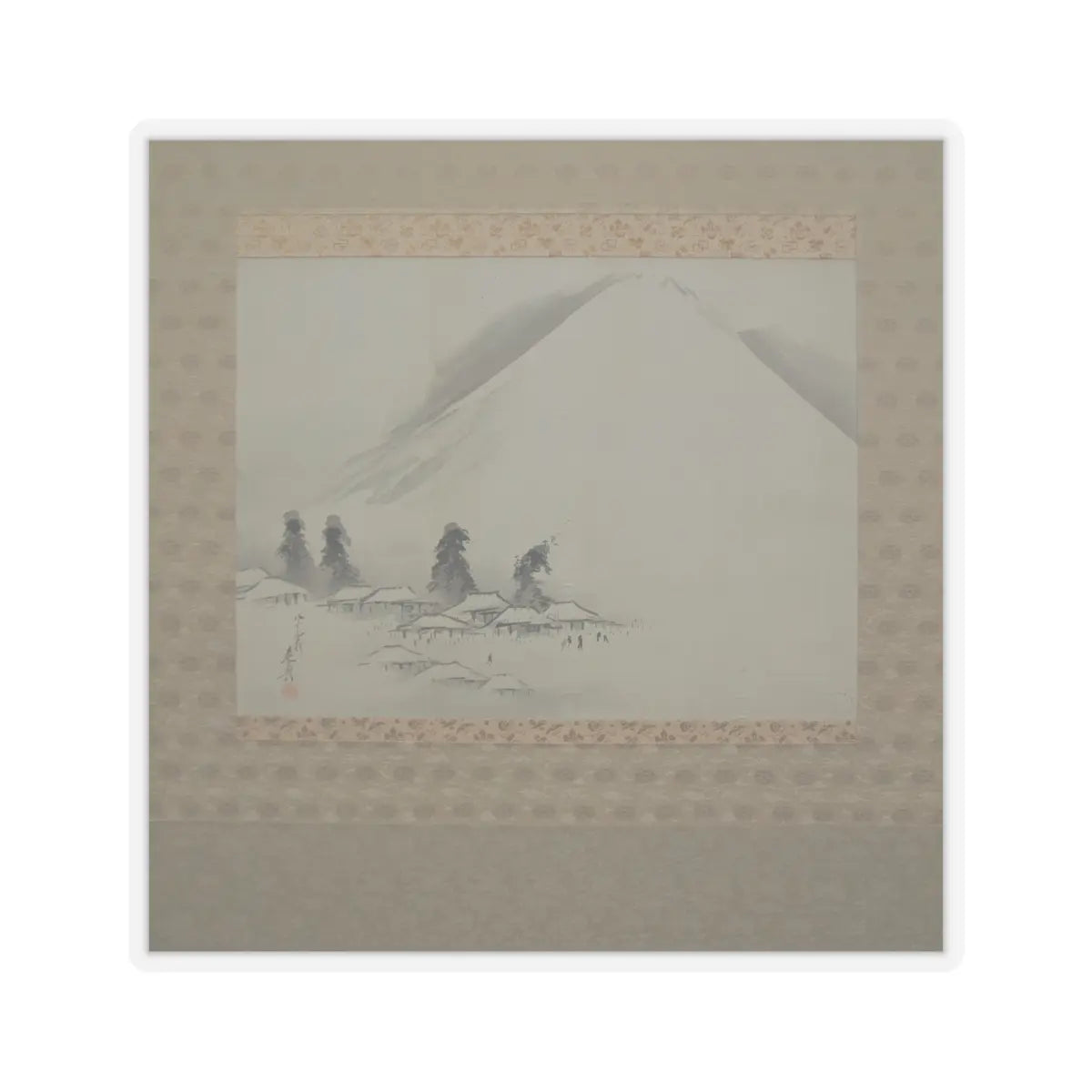 Shibata Zeshin - Mt. Fuji in Winter - dated 1890 - STICKER Vinyl Kiss-Cut Decal