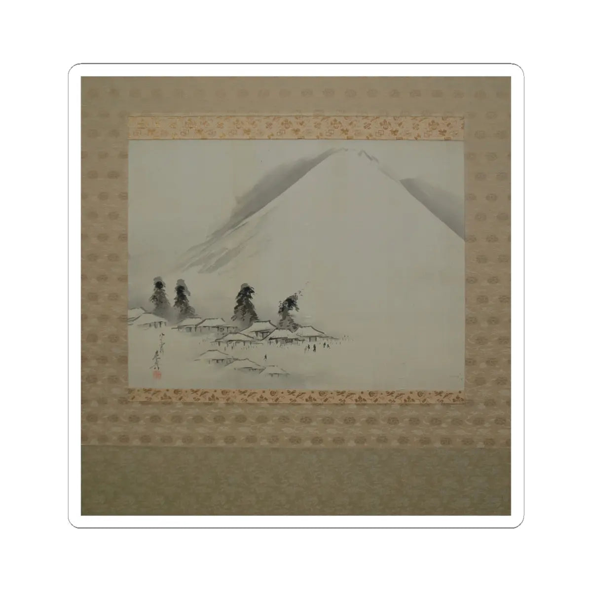 Shibata Zeshin - Mt. Fuji in Winter - dated 1890 - STICKER Vinyl Kiss-Cut Decal