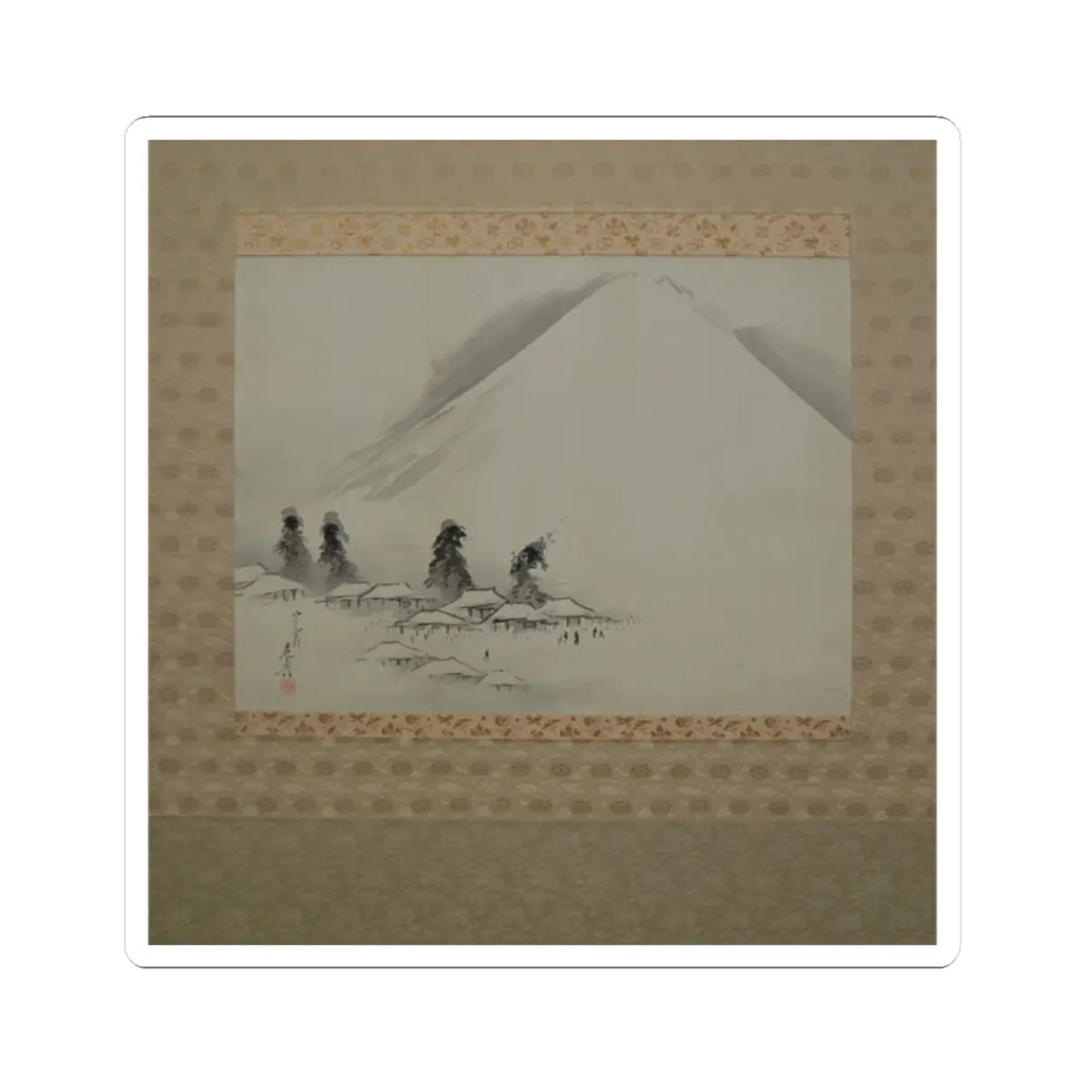 Shibata Zeshin - Mt. Fuji in Winter - dated 1890 - STICKER Vinyl Kiss-Cut Decal
