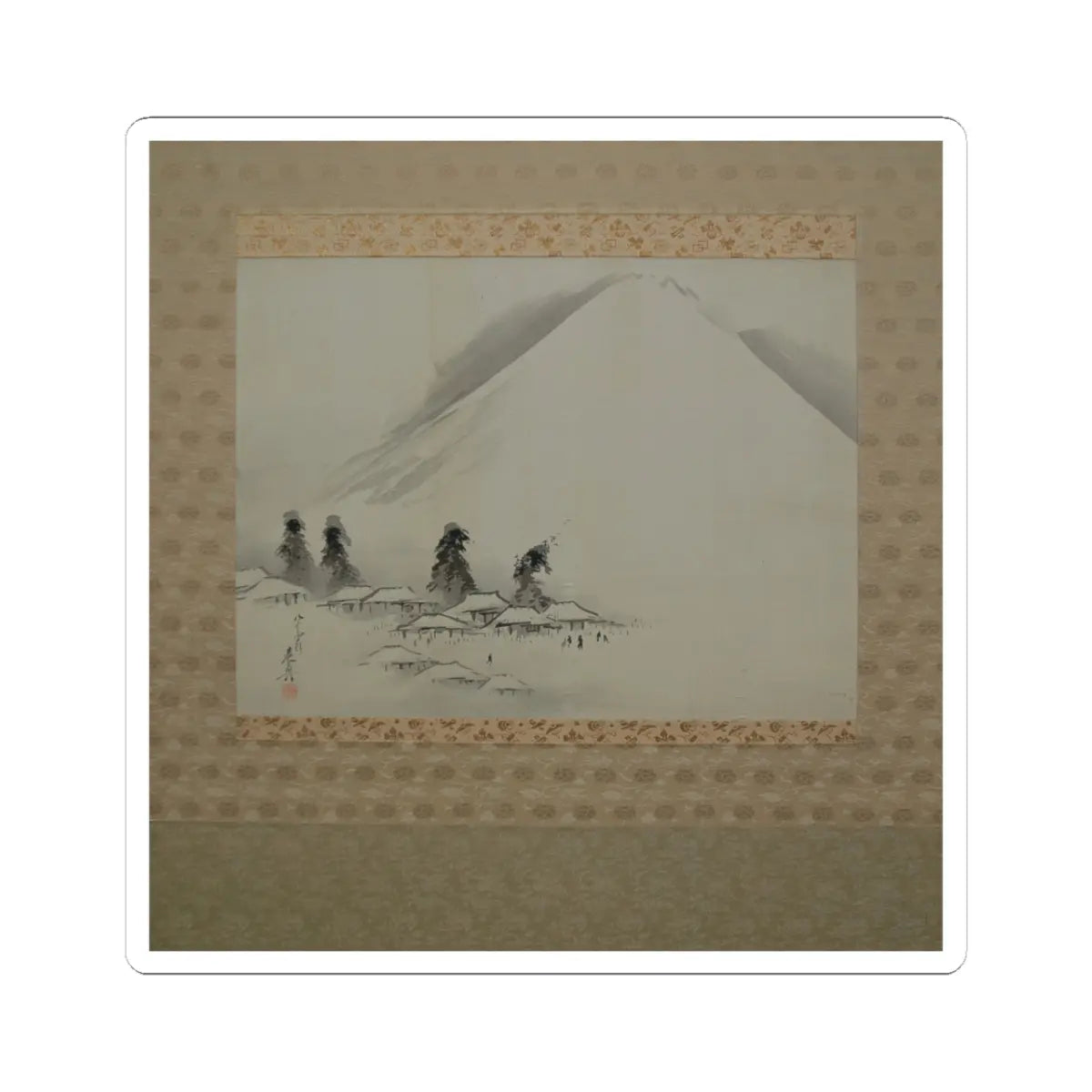 Shibata Zeshin - Mt. Fuji in Winter - dated 1890 - STICKER Vinyl Kiss-Cut Decal