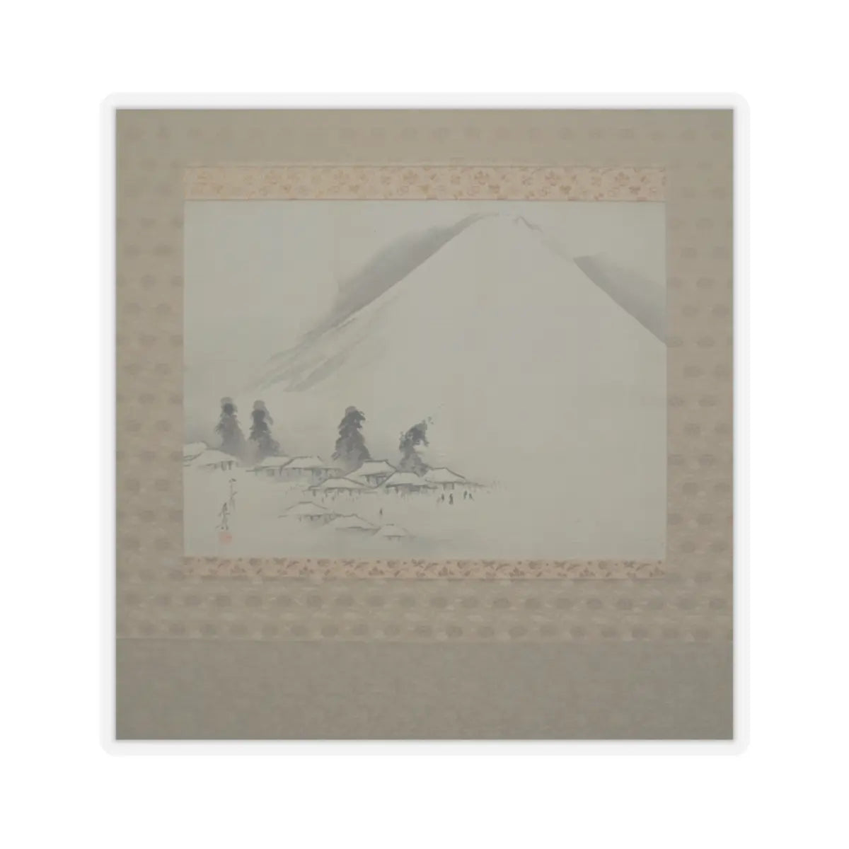 Shibata Zeshin - Mt. Fuji in Winter - dated 1890 - STICKER Vinyl Kiss-Cut Decal