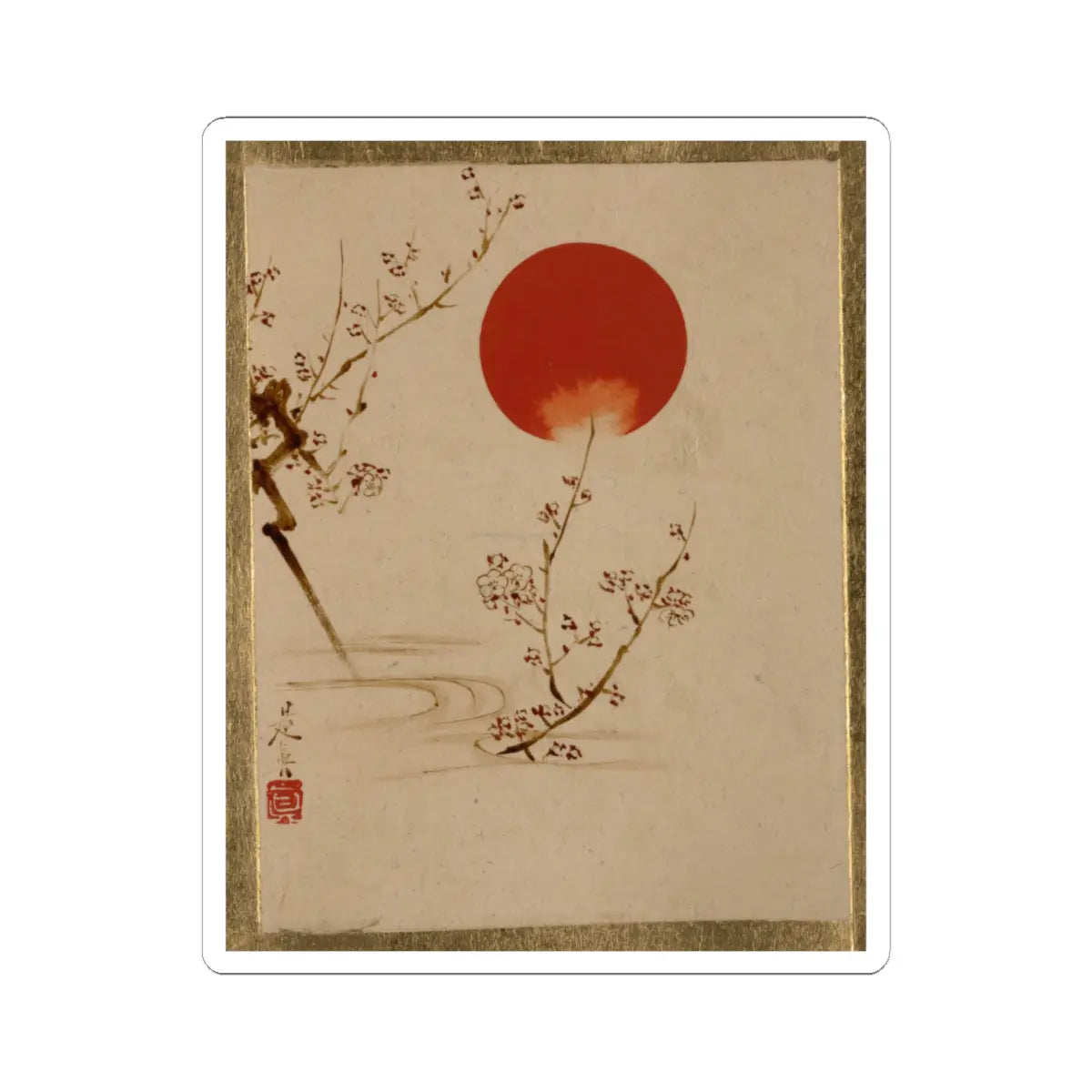 Shibata Zeshin - Sun and Plum Branches - unknown - STICKER Vinyl Kiss-Cut Decal