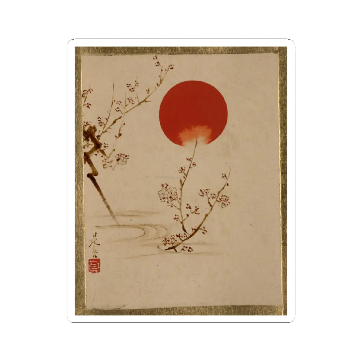 Shibata Zeshin - Sun and Plum Branches - unknown - STICKER Vinyl Kiss-Cut Decal