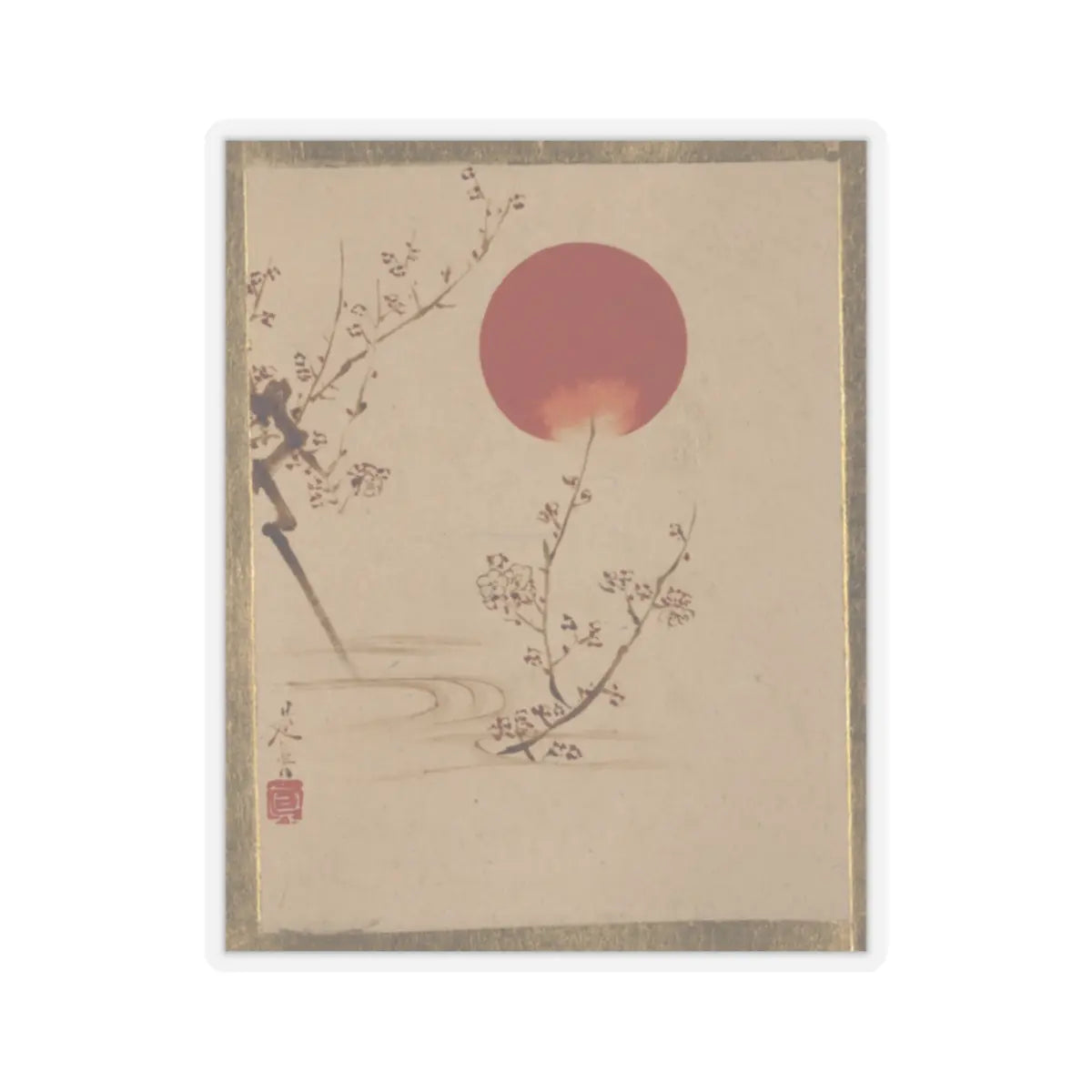 Shibata Zeshin - Sun and Plum Branches - unknown - STICKER Vinyl Kiss-Cut Decal