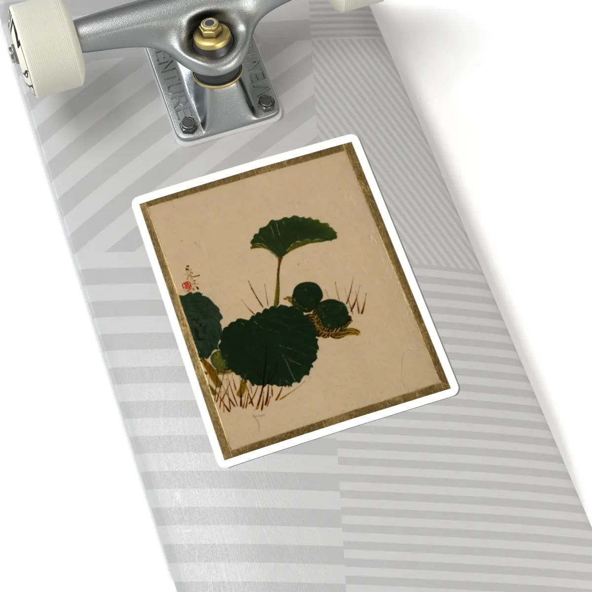 Shibata Zeshin - Worm on Green Leaved Plant - unknown - STICKER Vinyl Kiss-Cut Decal