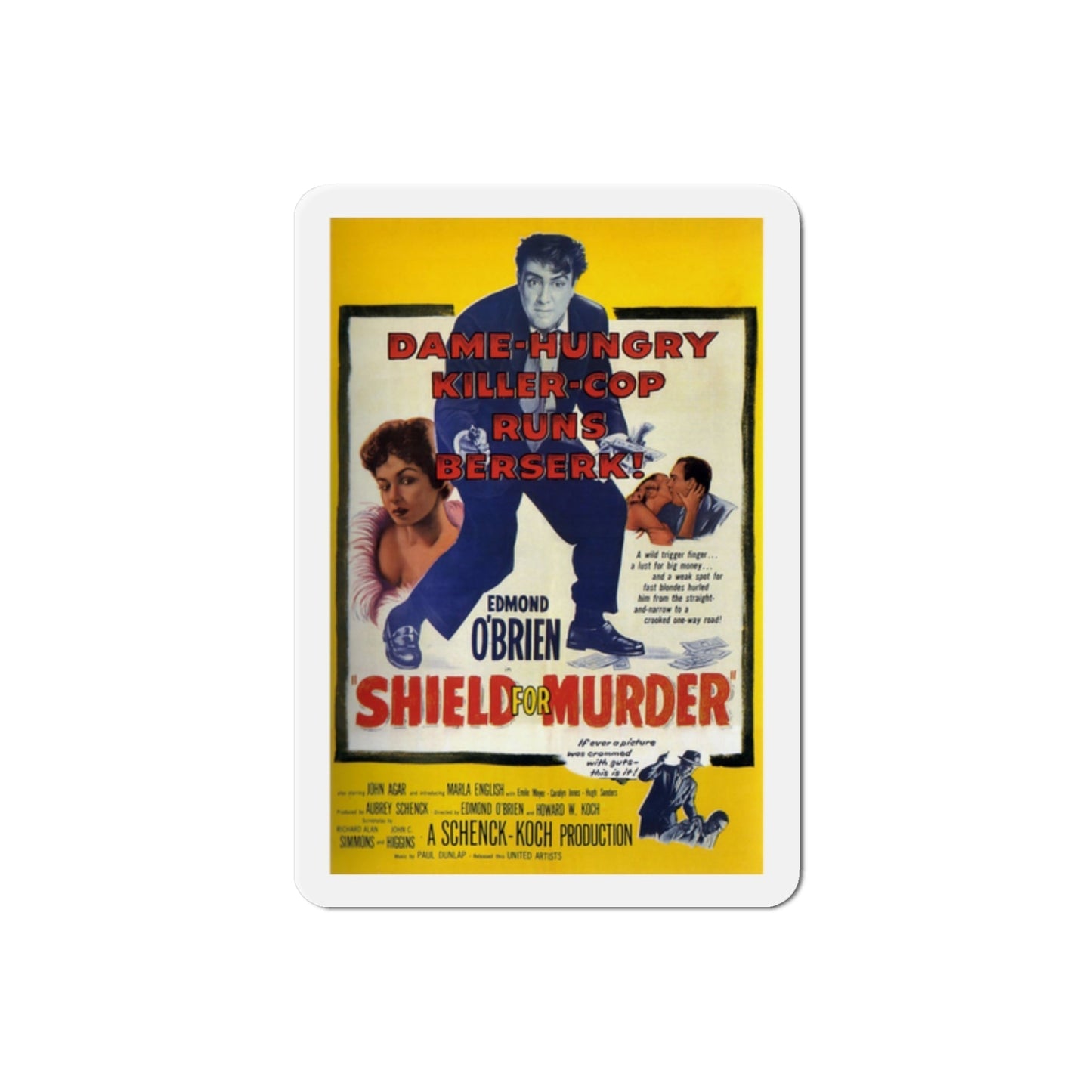 Shield for Murder 1954 Movie Poster Die-Cut Magnet-2 Inch-The Sticker Space