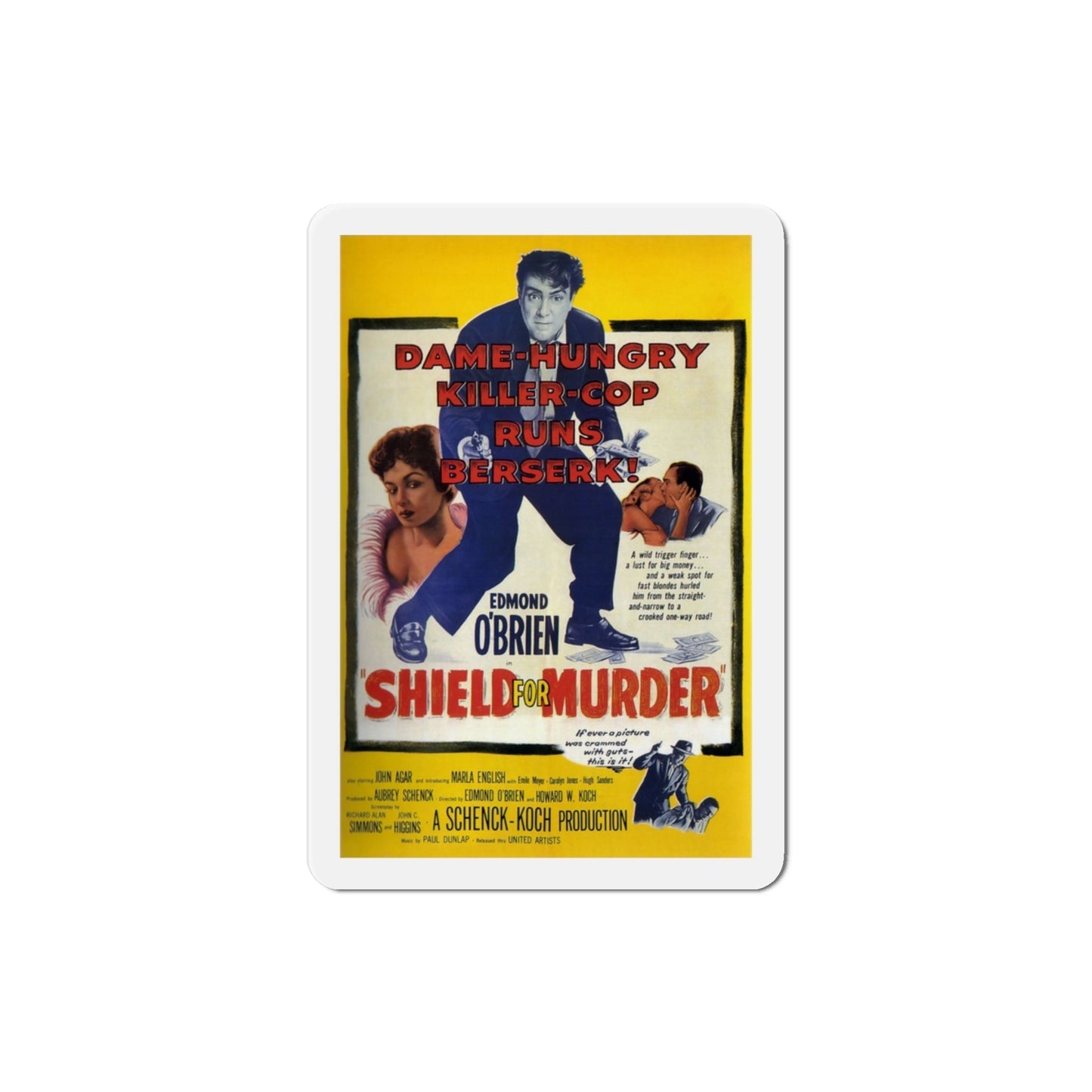 Shield for Murder 1954 Movie Poster Die-Cut Magnet-3 Inch-The Sticker Space