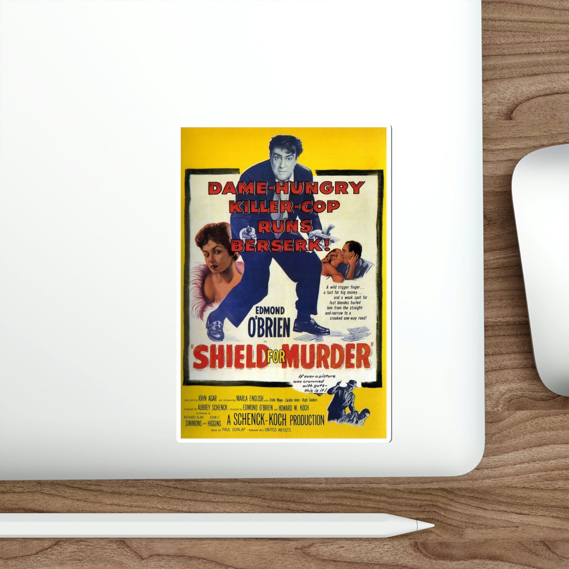 Shield for Murder 1954 Movie Poster STICKER Vinyl Die-Cut Decal-The Sticker Space