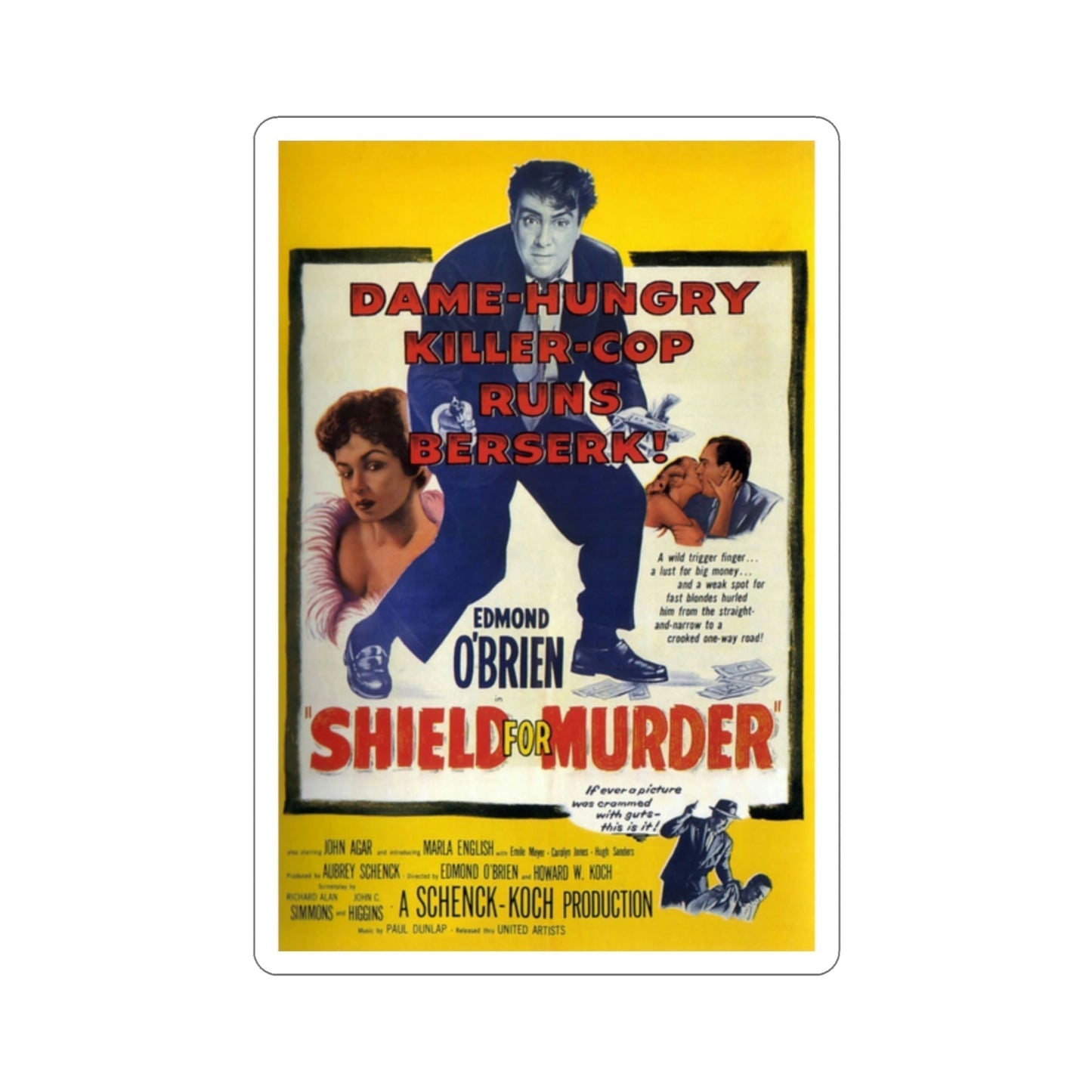 Shield for Murder 1954 Movie Poster STICKER Vinyl Die-Cut Decal-2 Inch-The Sticker Space