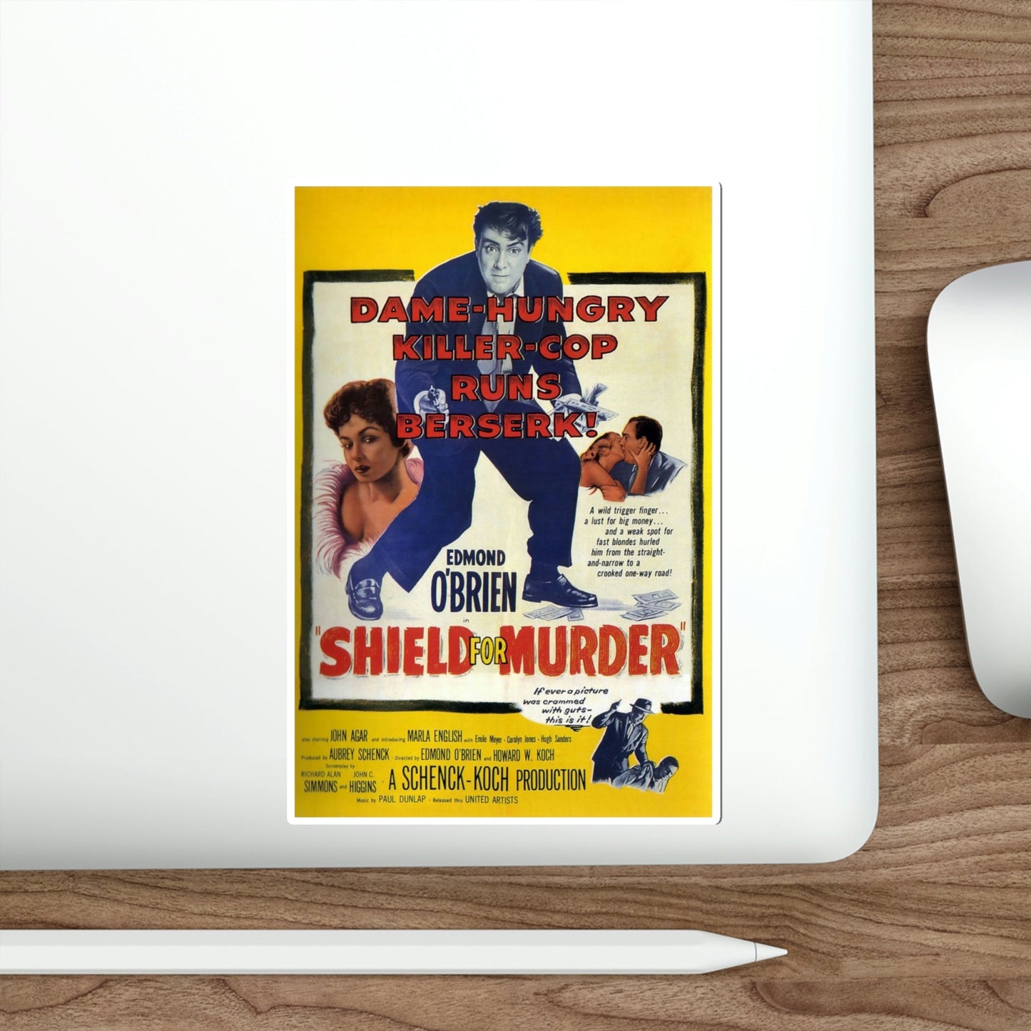 Shield for Murder 1954 Movie Poster STICKER Vinyl Die-Cut Decal-The Sticker Space