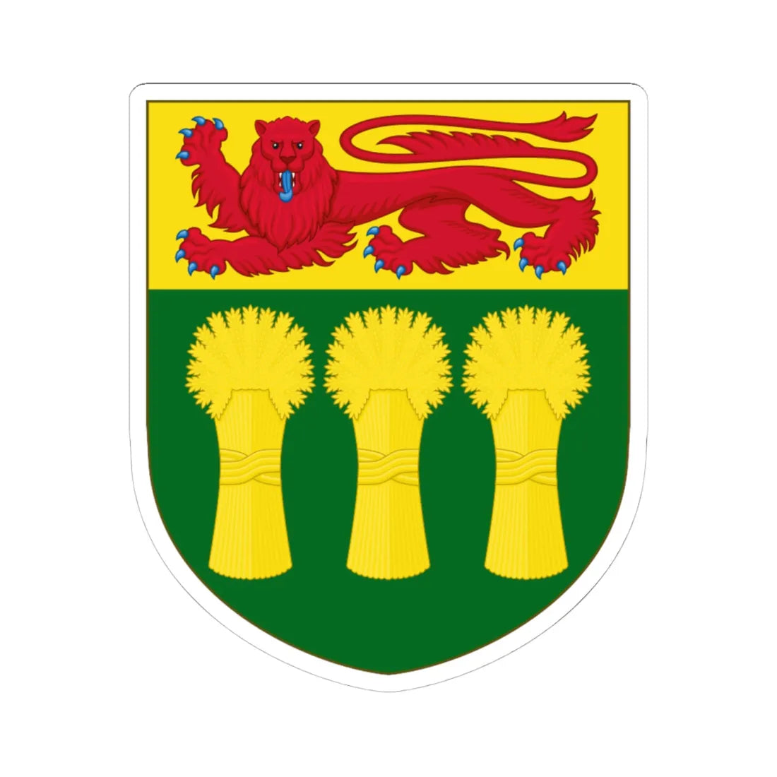 Shield of arms of Saskatchewan (Canada) (Coat of Arms) STICKER Vinyl Kiss-Cut Decal 4 Inch White - The Sticker Space
