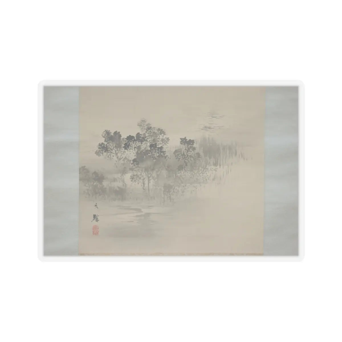 Shiokawa Bunrin - Landscape with the Moon - 19th century v4 - STICKER Vinyl Kiss-Cut Decal